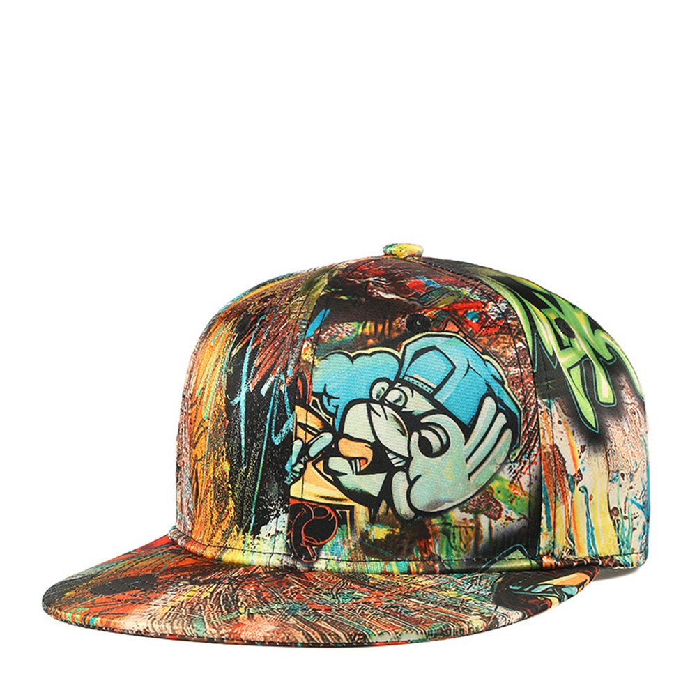 Unisex Graffiti Print Snapback Baseball Cap Breathable Adjustable Anti UV Sun Trucker Hat Hip Hop Hats