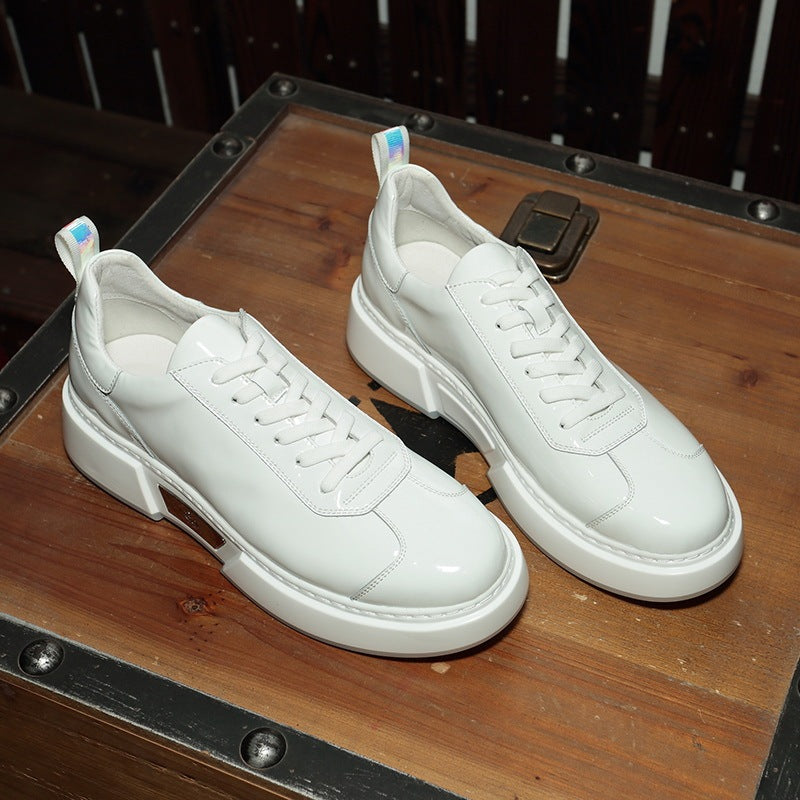Men''s Shoes Leather Flat Sole Shoes Men''s Simple And Versatile Lace Up