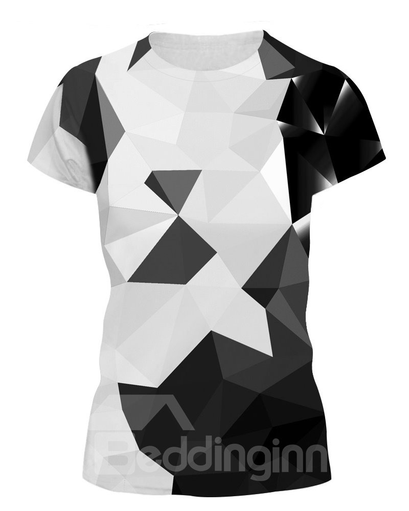 Monochrome Geometric Drawing 3D Painted T-Shirt