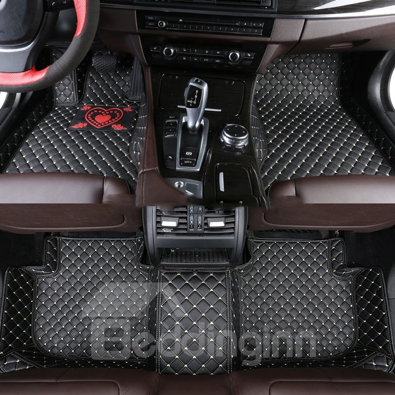 With Heart-shaped Pattern PVC Leather Waterproof Custom Fit Car Floor Mat