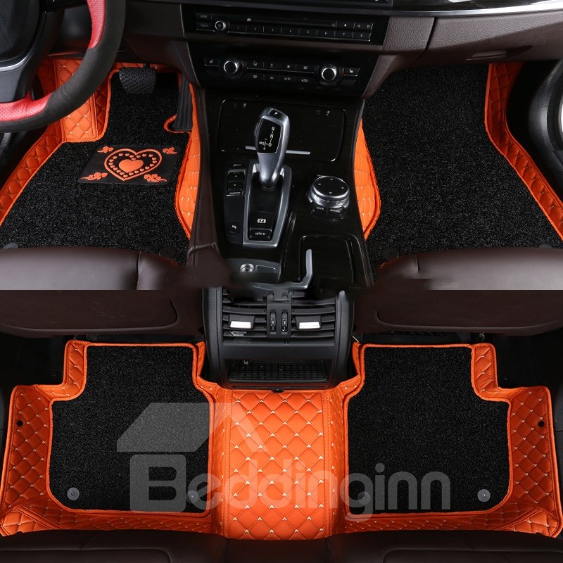 With Heart-shaped Pattern Double-deck Waterproof Custom Fit Car Floor Mat