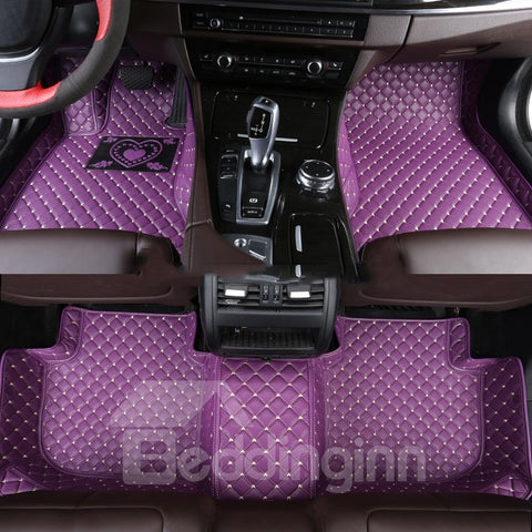 With Heart-shaped Pattern PVC Leather Waterproof Custom Fit Car Floor Mat