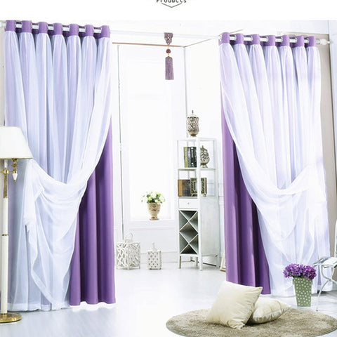 Cortinas opacas de doble capa, juegos de cortinas de ventana sólidas de encaje para decoración de sala de estar y dormitorio, 2 paneles, tasa de sombreado del 95% 