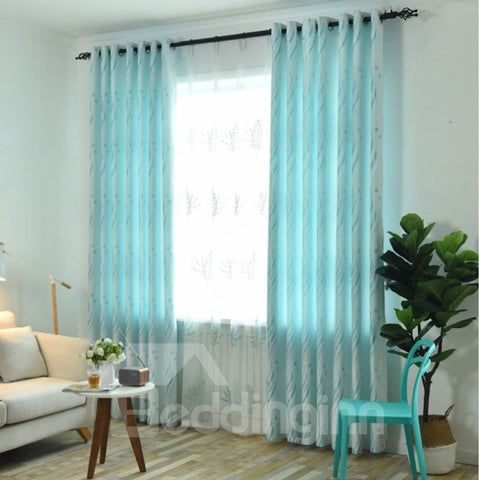 Light Teal Blue 2 Panels Living Room Sheer Curtain