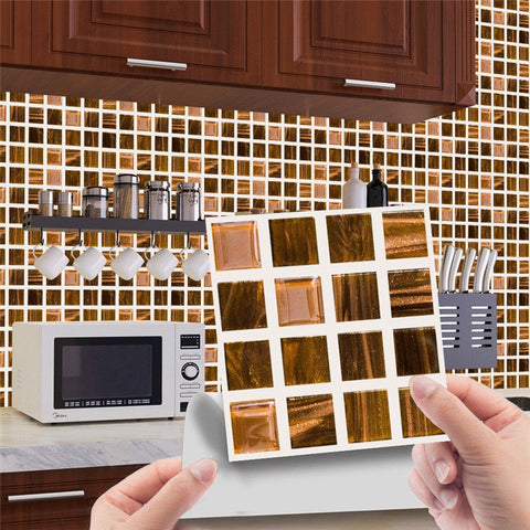 20 piezas adhesivo 3D para pared de azulejos, adhesivo de mosaico para cocina y baño, autoadhesivo, impermeable, decoración del hogar 
