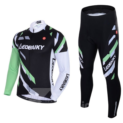 Men's Cycling Clothing Set Breathable Quick Dry Long Sleeve Jersey Shadow