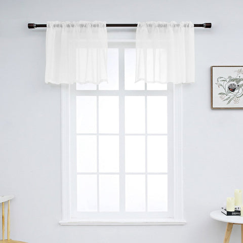 Modern Simple Solid Color Window Valance 1 Pc Sheer Voile Valance for Kitchens Bathrooms Basements & More