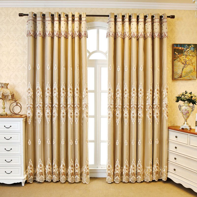 Conjuntos de cortinas bordadas decorativas opacas europeas, 2 paneles personalizados, cortinas, tela de sombreado y transparente, sin pelusas, sin decoloración, sin forro 