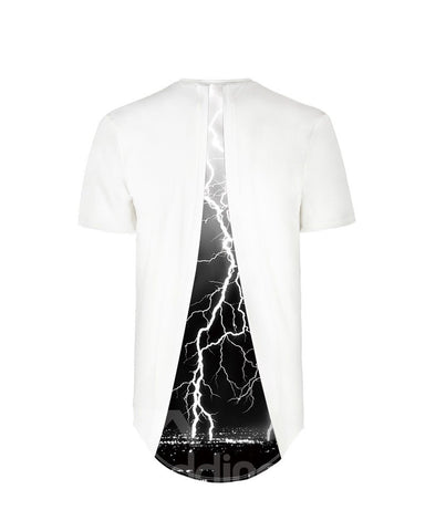 Lightning Over the City-Muster auf der Rückseite des 3D-bemalten T-Shirts