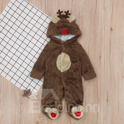 Lindo pijama de una pieza para niños con renos navideños
