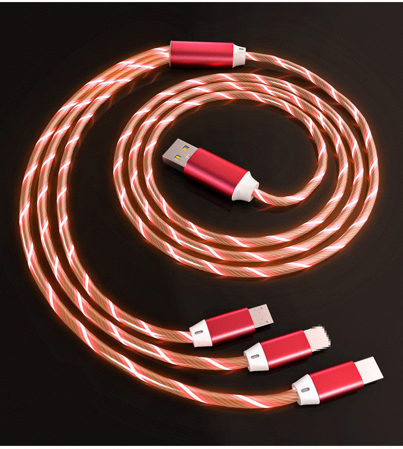 Three-in-one synchronous new LED data cable