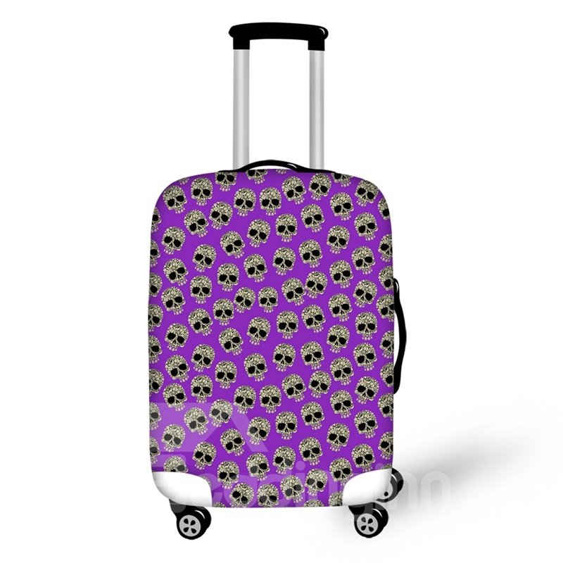 Skull Pattern Cool Style Fashion Washable Waterproof Travel Zipper Nylon 3D Luggage Cover