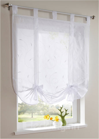 Printed-Line Shade Pastoral Style Window Decor for Kitchen