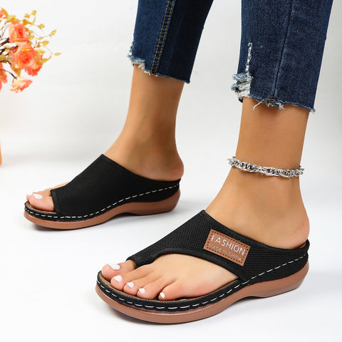 Breathable Clip Toe Sandals Summer Casual Outdoor Solid Color Slippers Fashion Beach Shoes For Women