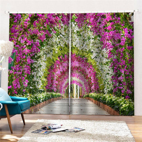 Cortinas opacas con estampado 3D moderno de flores, decoración de 2 paneles, cortinas para sala de estar, dormitorio, sin pelusas, sin decoloración, sin forro de poliéster