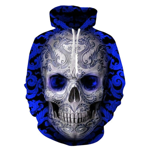 Halloween-Schädel, 3D-gedruckter Unisex-Pullover, langärmeliger Kapuzen-Sportbekleidungs-Damen-Hoodie 