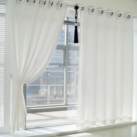 Simple Blackout White Living Room Curtains 200g/m² Thick Environment-Friendly Polyester Heat Insulation and Water-proof Drapes