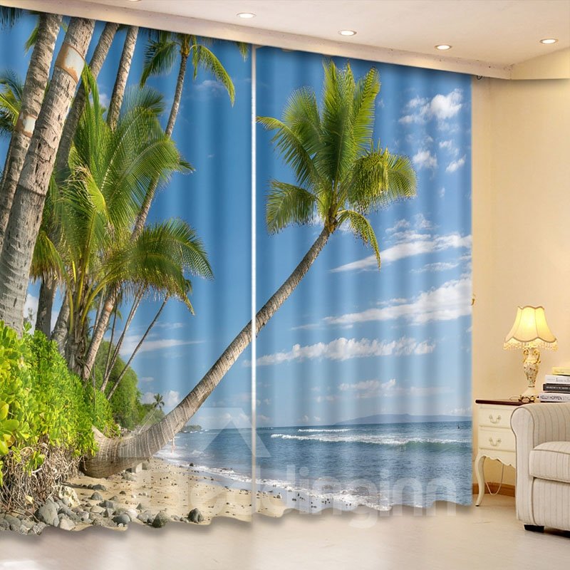 Beddinginn Blackout Blue Sky and Seaside Modern Curtains