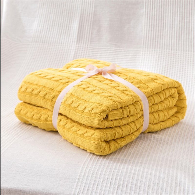 Princess Style Knit Woven Blanket Solid Pink Soft Double Layer Throw Blanket for Couch Bed Sofa Travel  All Seasons Suitable for Women Men and Kids