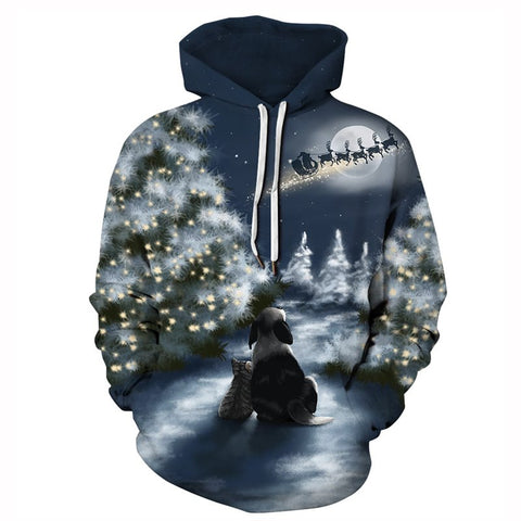 Unisex Realistic Hoodies 3D Print Christmas Pullover Sweatshirt Hoodies With Front Pocket Chrismas Gifts For Men And Women