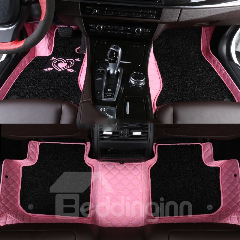 With Heart-shaped Pattern Double-deck Waterproof Custom Fit Car Floor Mat