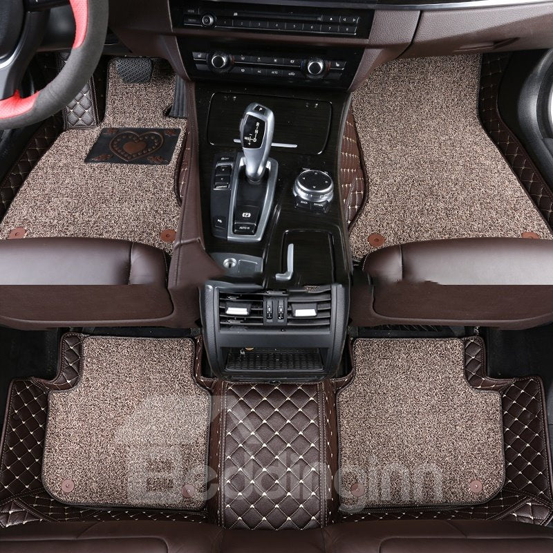 With Heart-shaped Pattern Double-deck Waterproof Custom Fit Car Floor Mat