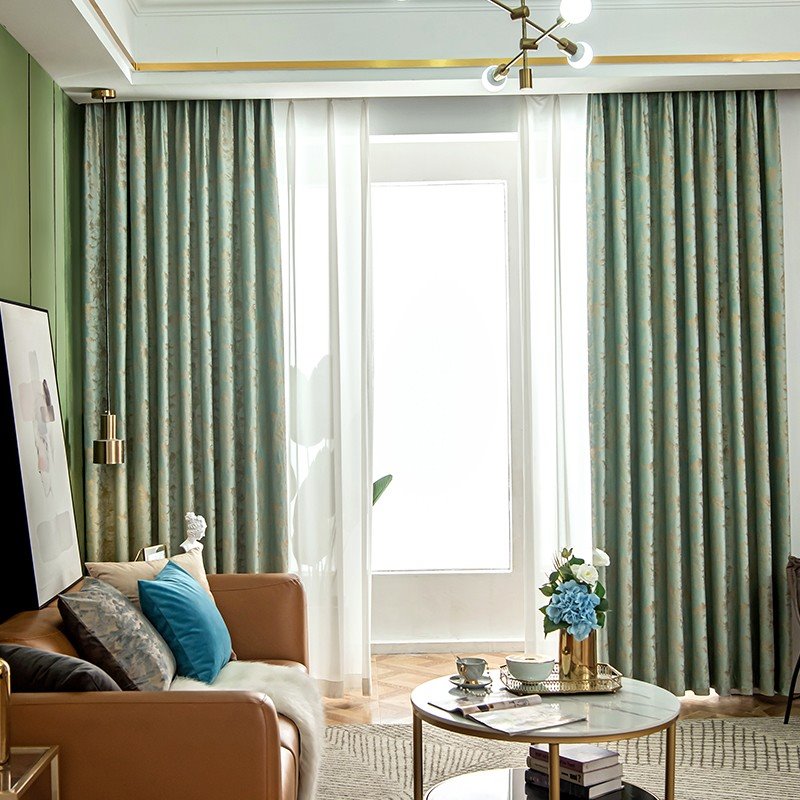 Cortinas de ventana de chenilla jacquard, cortinas de sombreado verde, cortinas opacas plisadas de doble pellizco, 2 paneles personalizados, cortinas para decoración de sala de estar y dormitorio