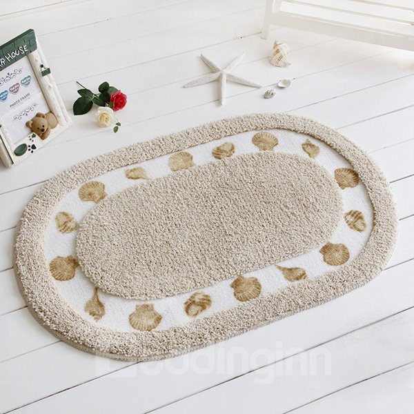 Modern Home Decor Concise Shell Printing Soft Bath Rug