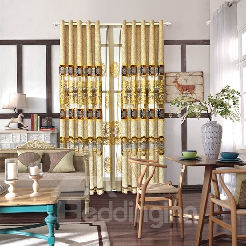 Klassischer Muster-Vorhang mit goldener Stickerei für Schlafzimmer/Wohnzimmer