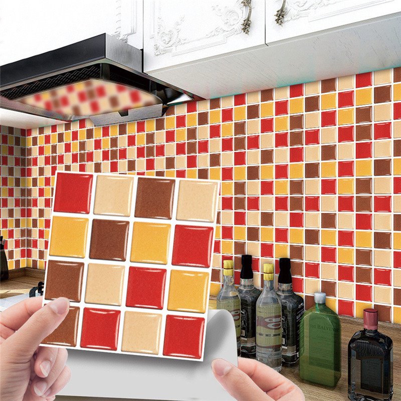 20pcs 3D Tile Wall Sticker Kitchen Bathroom Mosaic Sticker Self-adhesive Waterproof Home Decor