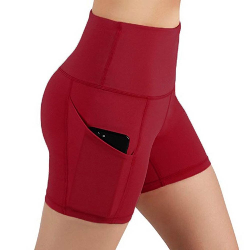 Lässige YOGA-Damen-Shorts, schnell trocknende Sport-Lauf-Workout-Shorts mit Tasche