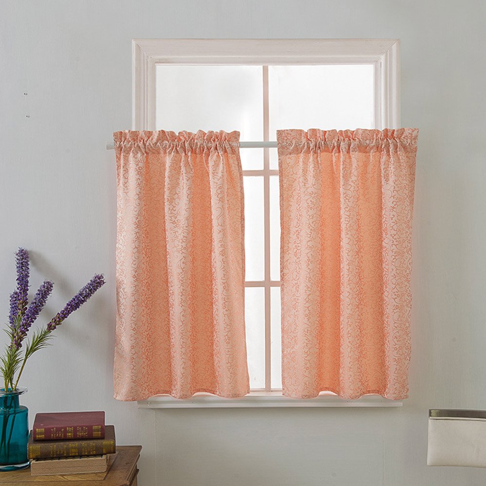 Europäischer Jacquard-Fenstervolant mit Blumenmuster, kurzer Polyester-Volant für Küchen, Badezimmer, Keller und mehr