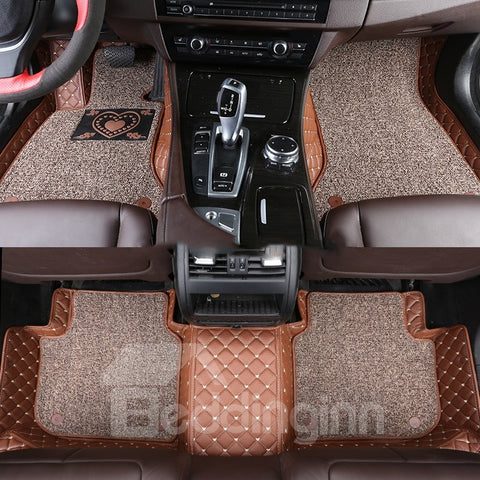 With Heart-shaped Pattern Double-deck Waterproof Custom Fit Car Floor Mat