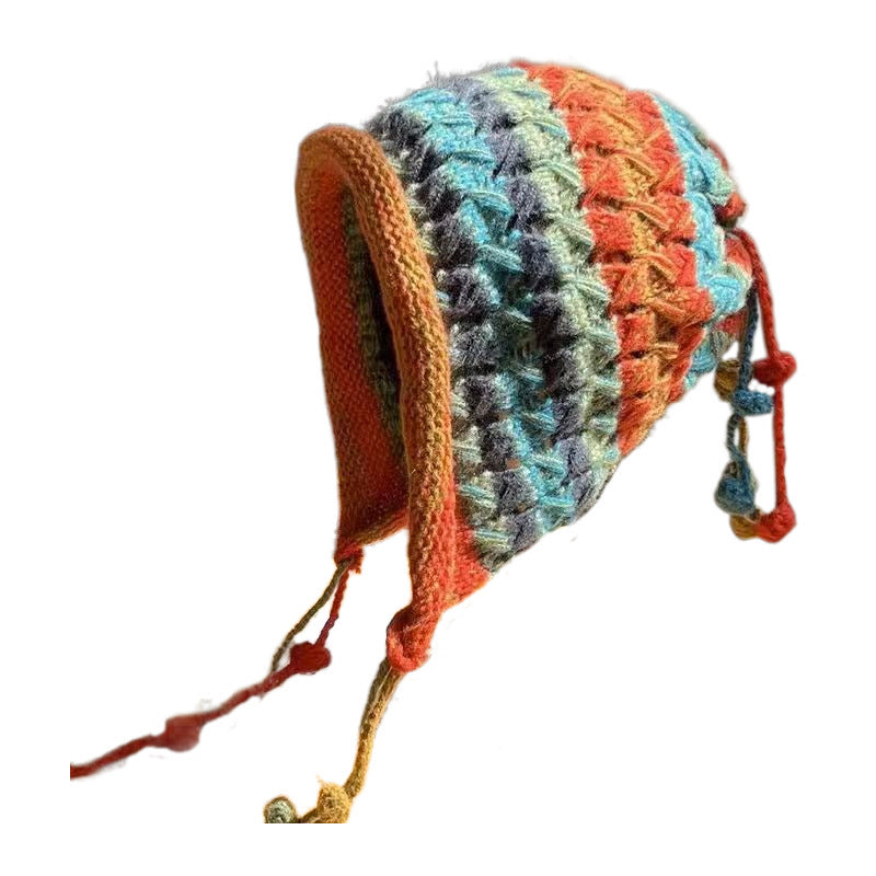 Season Handmade Crochet Color Ball Strap Wool Hat