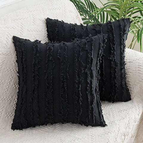 Cojín moderno para sofá, almohada de cintura de color sólido con flecos de algodón y lino