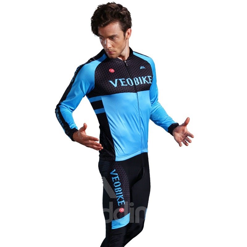 Blue Breathable Quick Dry Long Sleeve Women's Cycling Jersey