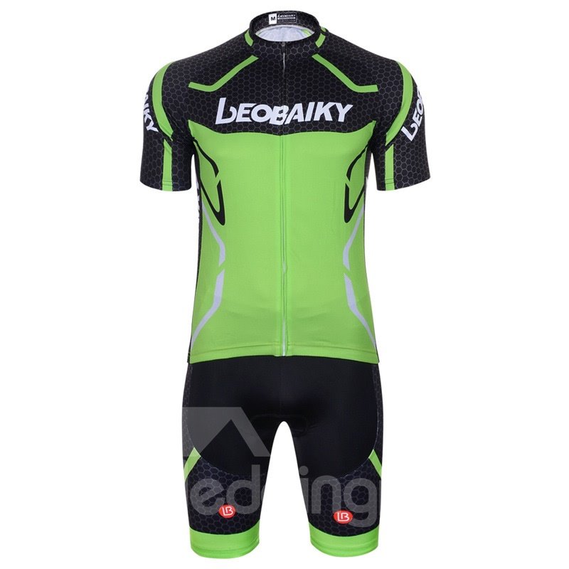 3D Silicone Magic Color Block Padded for Bike Men Cycling Jersey Set Green