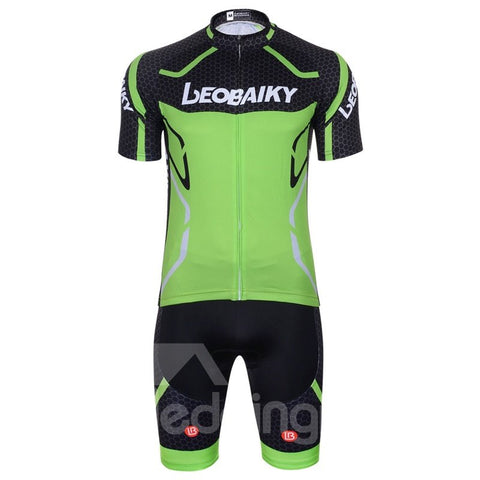 Bloque de color mágico de silicona 3D acolchado para bicicleta hombres ciclismo Jersey conjunto verde