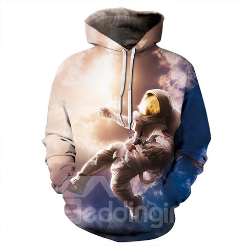 Astronaut Fly in the Sky Langarm-Hoodie mit 3D-Muster