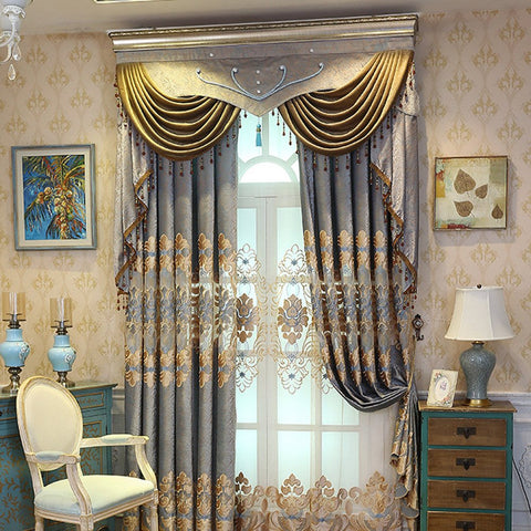 European Luxurious Elegant Embroidery Sheer Curtain for Living Room Bedroom Decoration Custom 2 Panels Breathable Voile Drapes No Pilling No Fading No off-lining Polyester