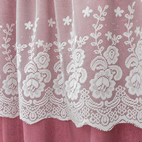 Korean Romantic Lace Floral Window Valance 1 Pc Short Polyester Valance for Kitchens Bathrooms Basements & More