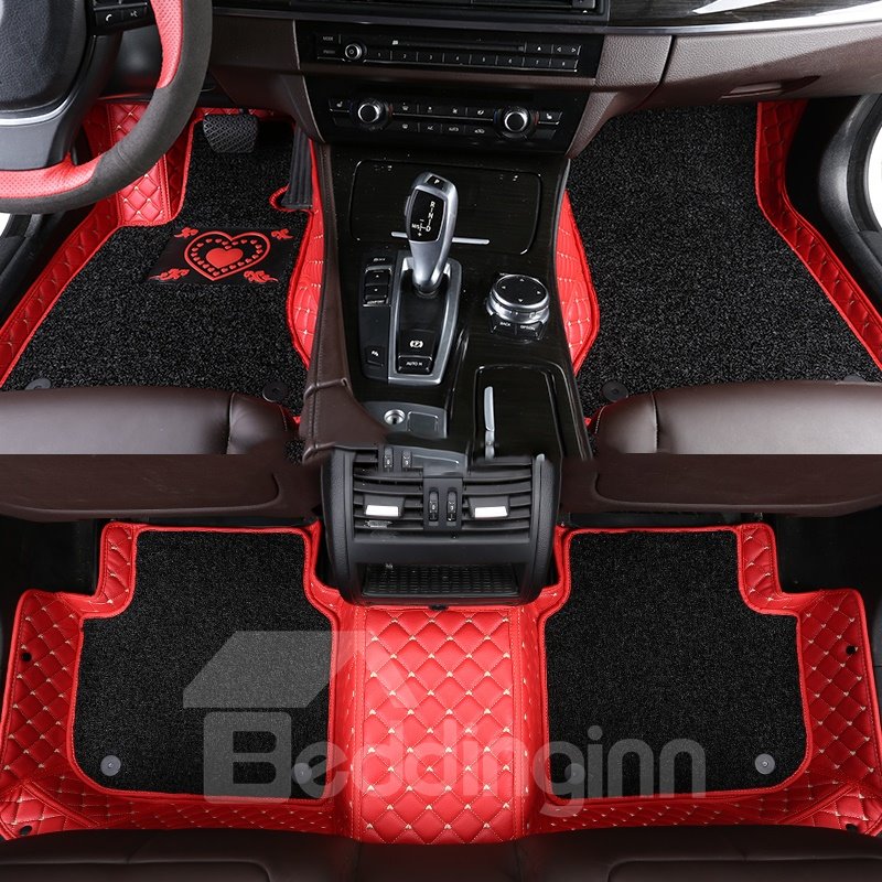 With Heart-shaped Pattern Double-deck Waterproof Custom Fit Car Floor Mat