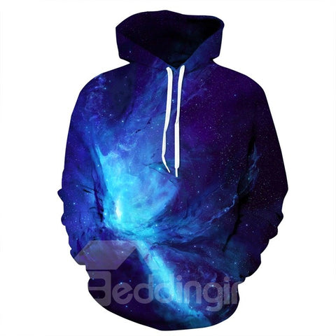 Blue Sky Galaxy Langarm-Kapuzenpullover mit 3D-Muster