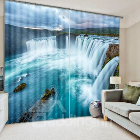 3D-Vorhang „Impetuous Waterfall“, bedruckt, Naturlandschaft, dicker Polyester-Vorhang