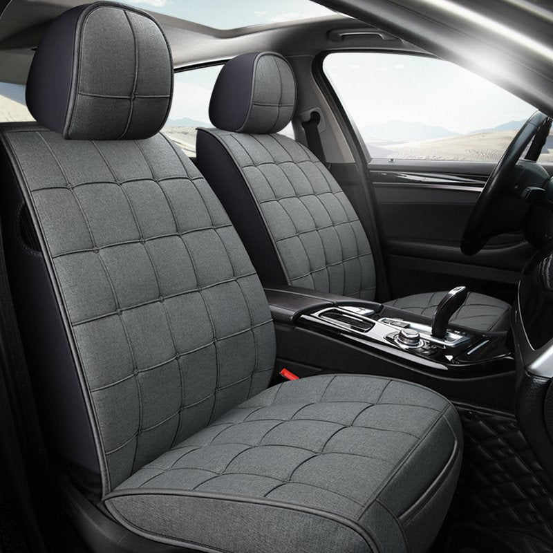 Grid Model Car Seat Covers Full Coverage Soft Wear-resistant Durable Skin-friendly Scratch-resistant Breathable Fabric Material Airbag Compatible 5-seater Universal Fit Seat Covers