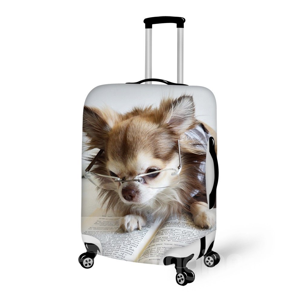 Reading Dog Pattern 3D Painted Luggage Cover