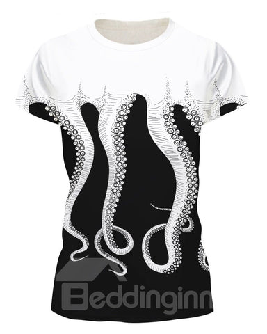 Claw Octopus Soft Comfortable Round Neck 3D Painted T-Shirt