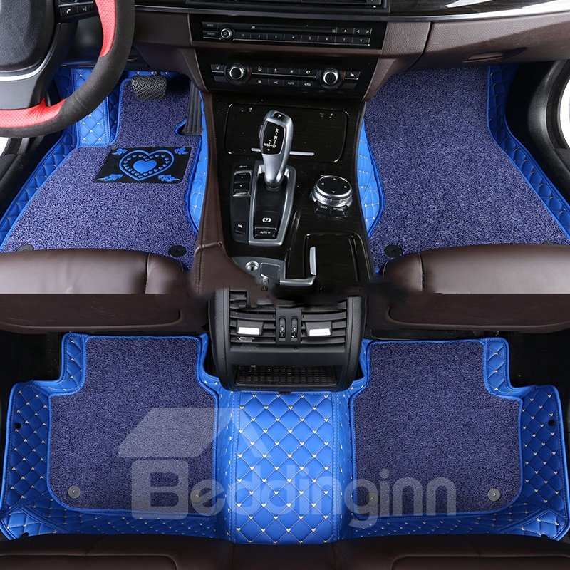 With Heart-shaped Pattern Double-deck Waterproof Custom Fit Car Floor Mat