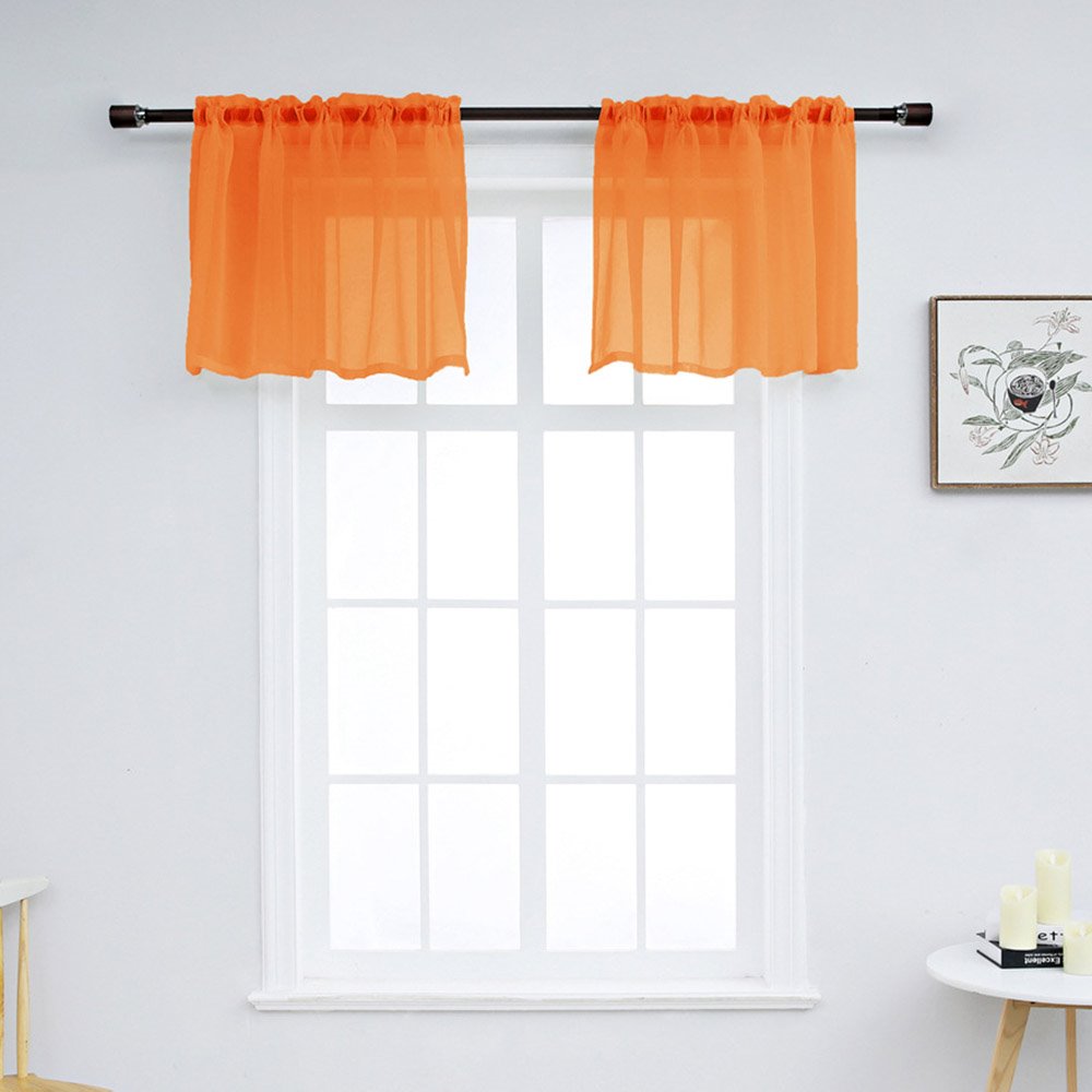 Modern Simple Solid Color Window Valance 1 Pc Sheer Voile Valance for Kitchens Bathrooms Basements & More