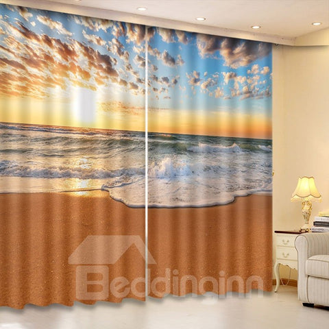 Beddinginn Blackout Blue Sky and Seaside Modern Curtains